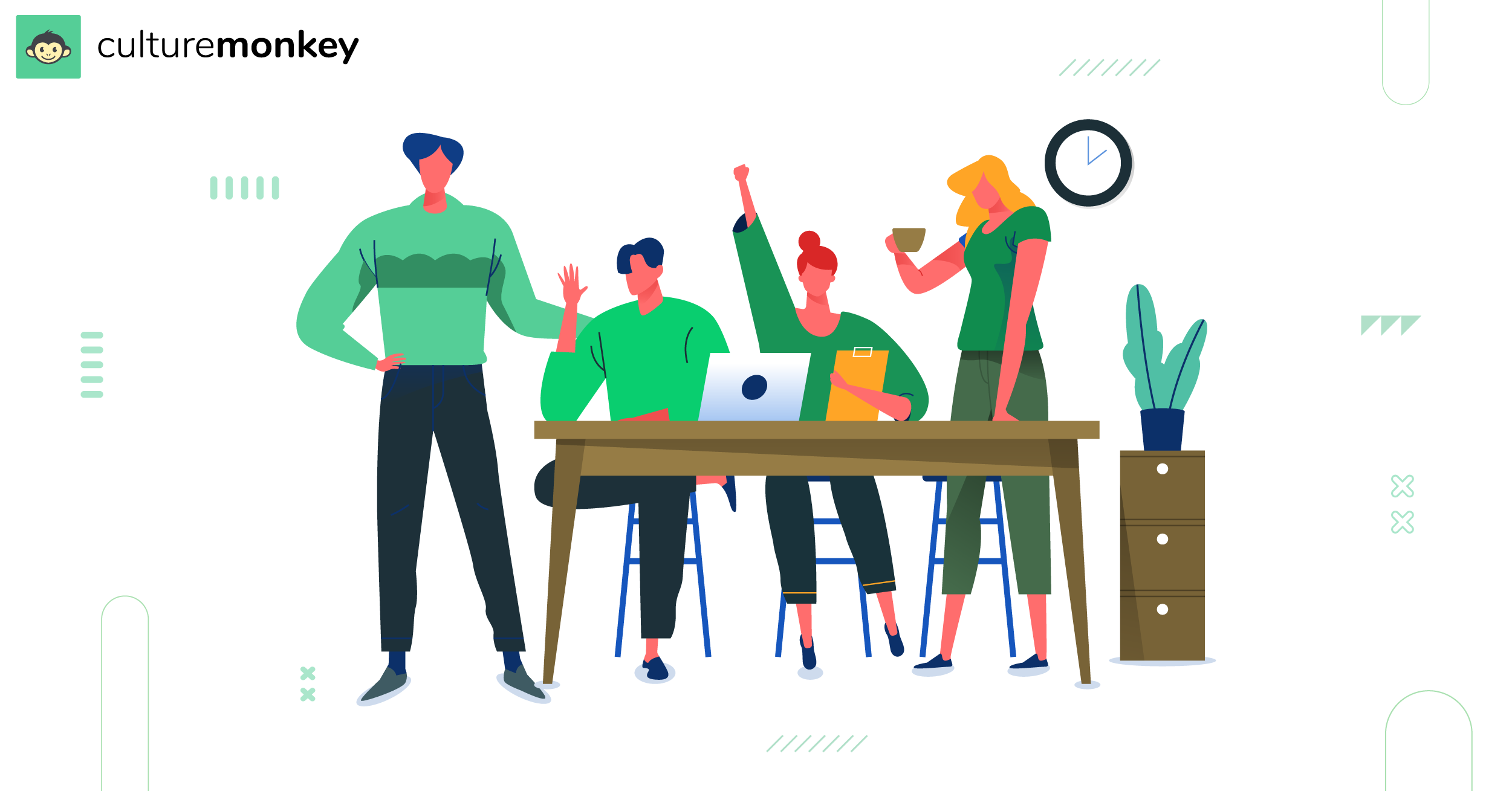 Group of employees excited about the work