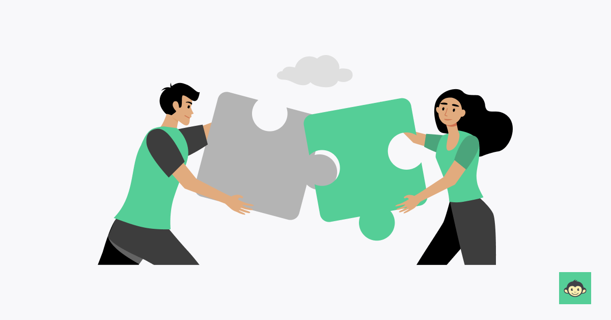 Employees are connecting puzzles together