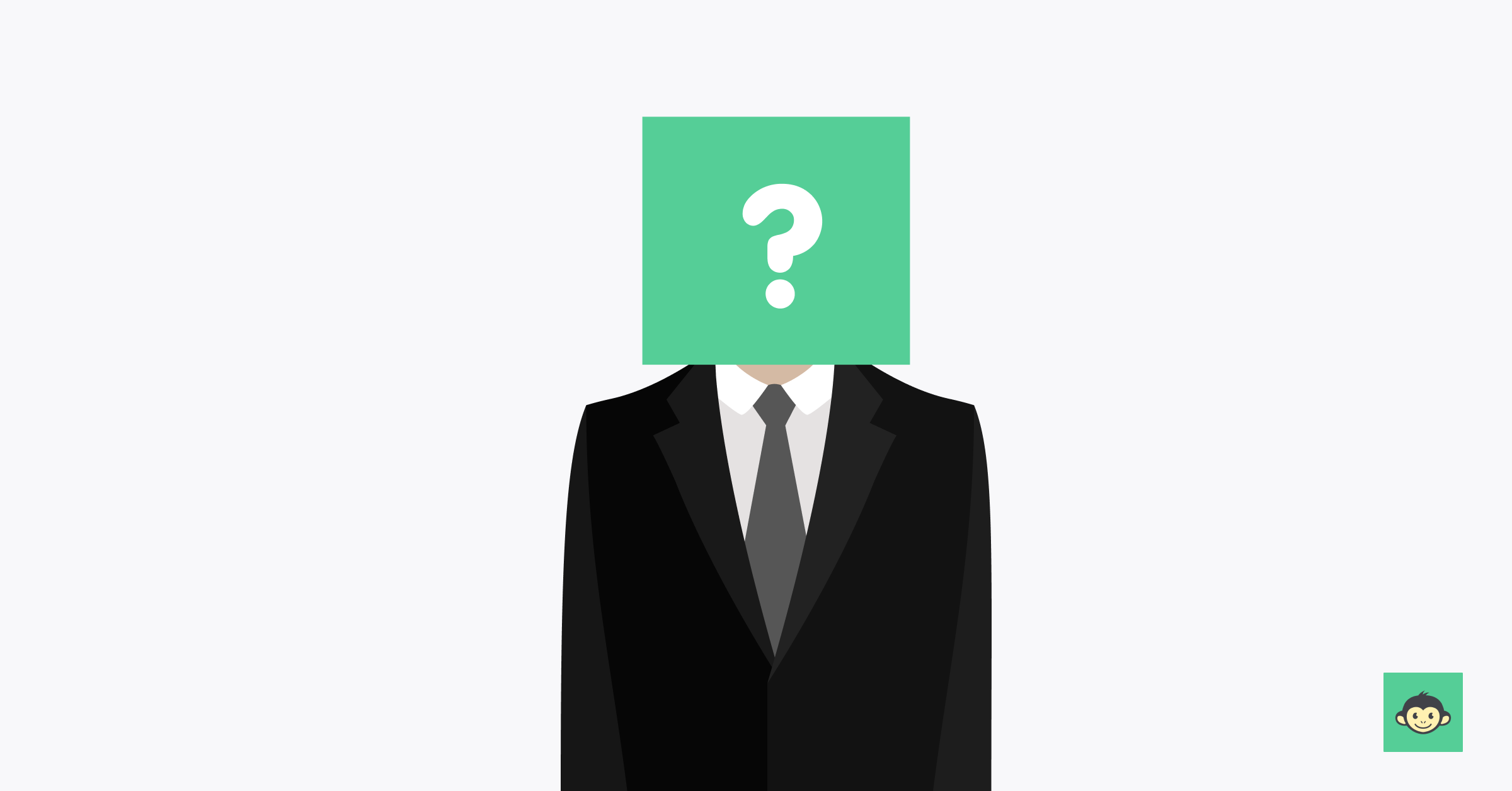 Employer is standing but with a question mark instead of face