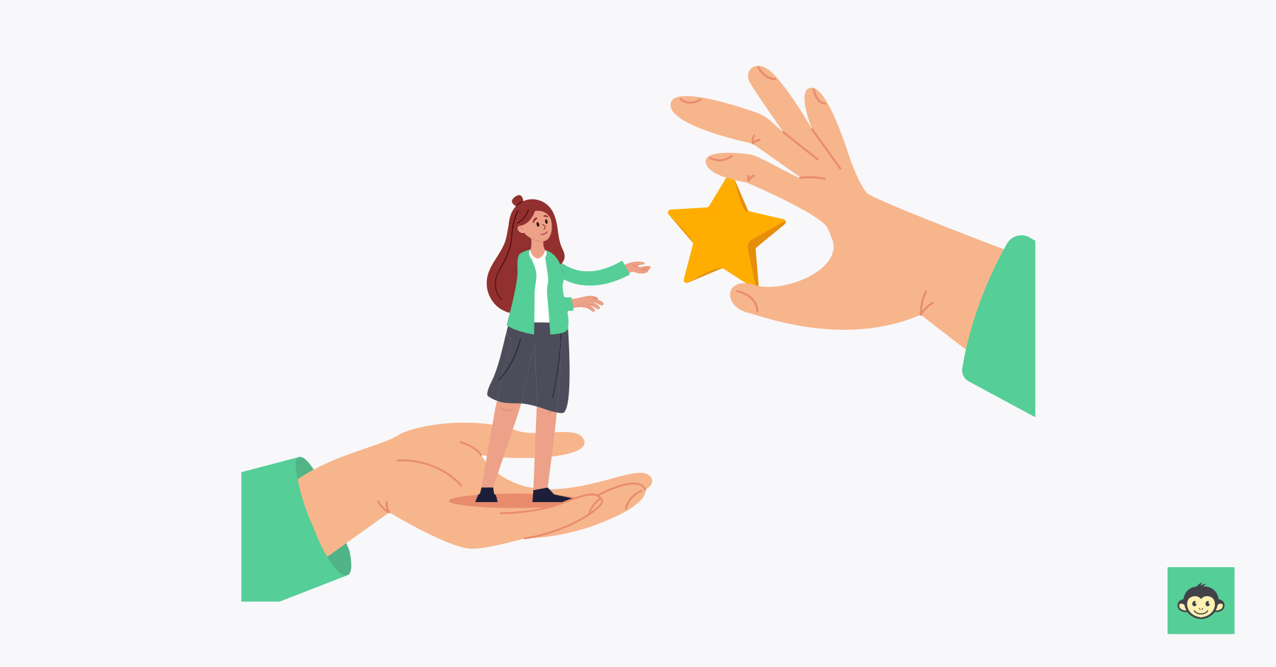 An employee is getting a star star for a job well done. 
