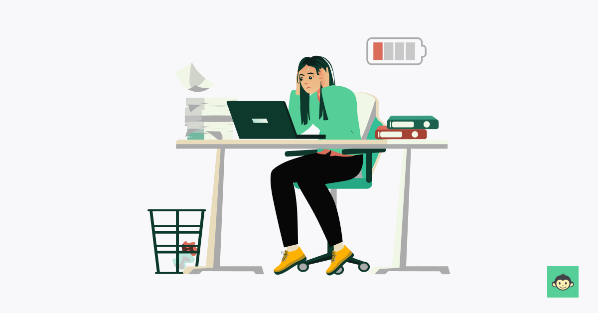 An employee is running low on her battery