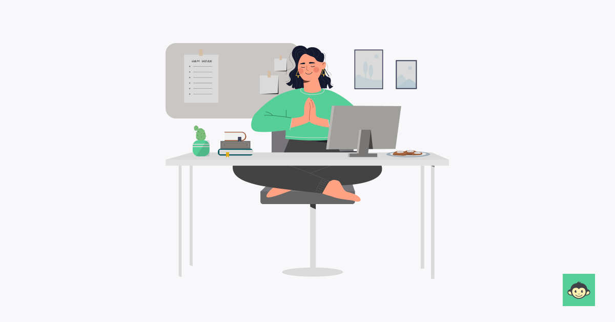 An employee meditating in the workplace 
