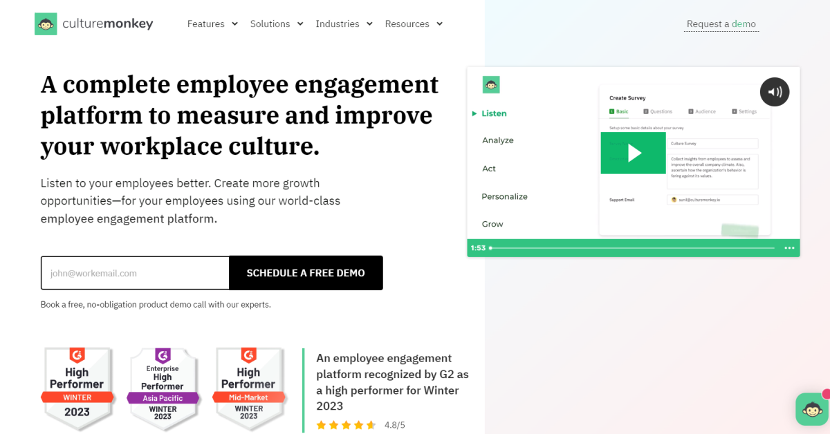 CultureMonkey - An employee engagement survey tool