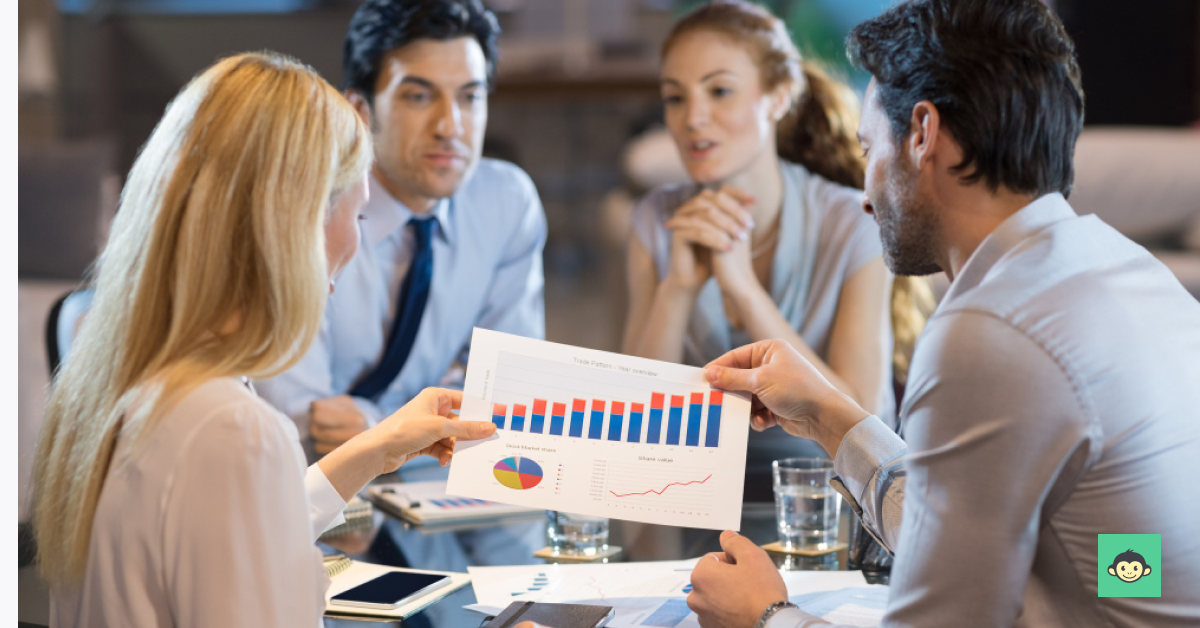 Employer is discussing recent statistics with employees