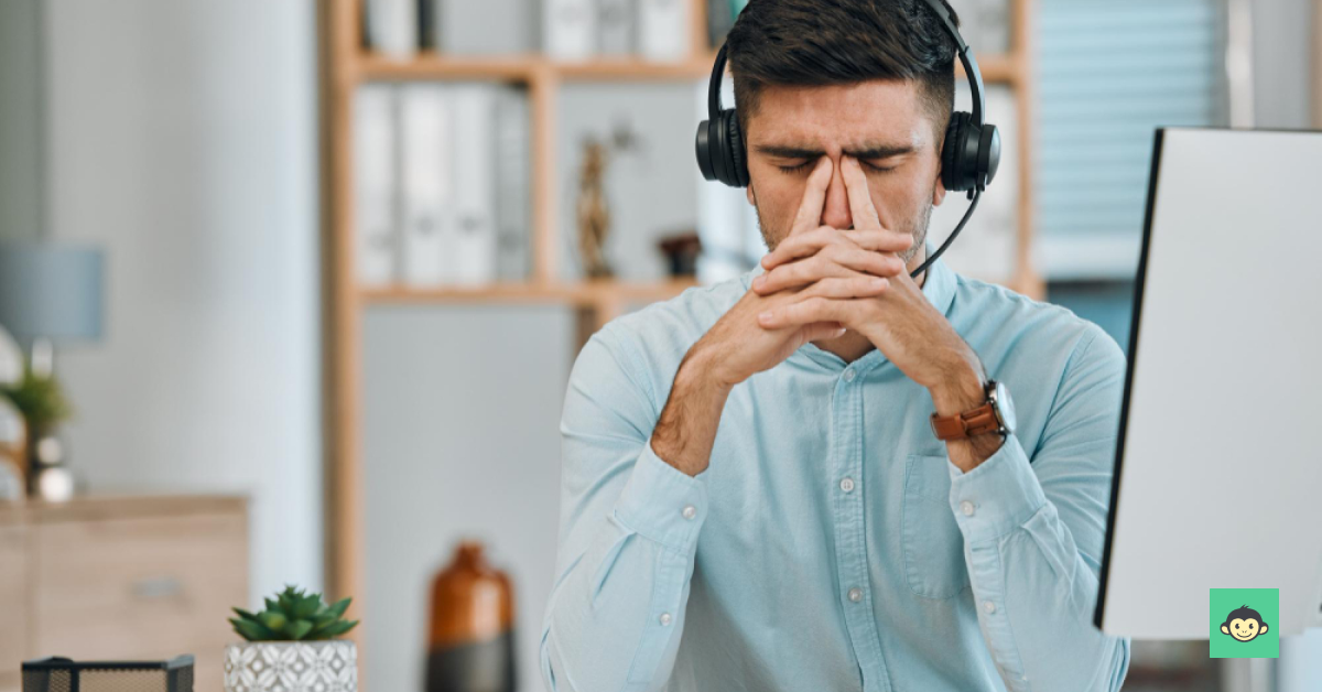 An employee feeling stressed working from home