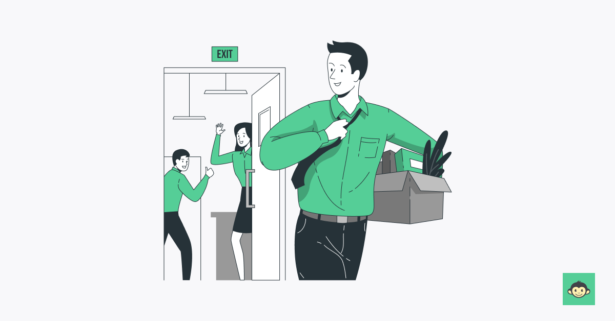 Employee leaving the working happily