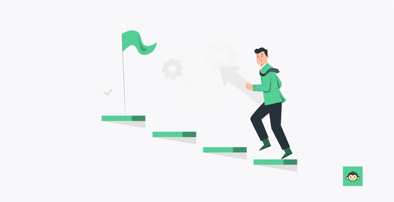 Employee walking towards the company's goal