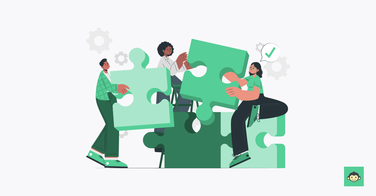 Employees are connecting puzzles together
