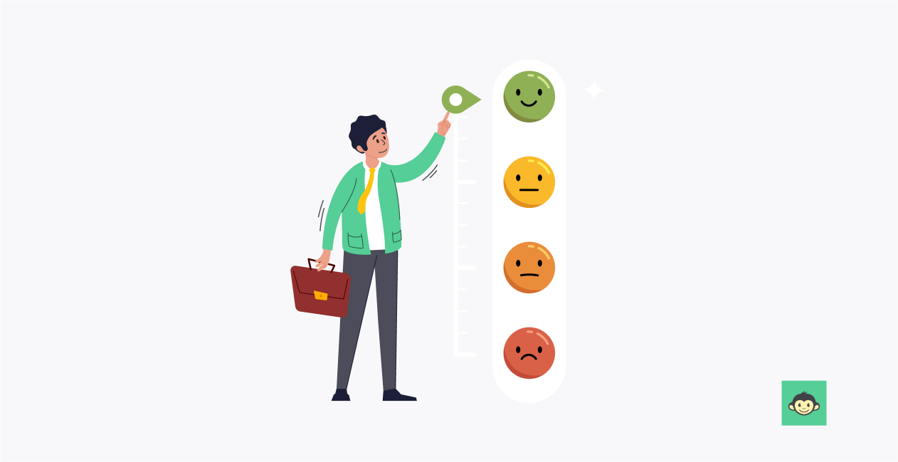 Employee measuring their job satisfaction through emojis