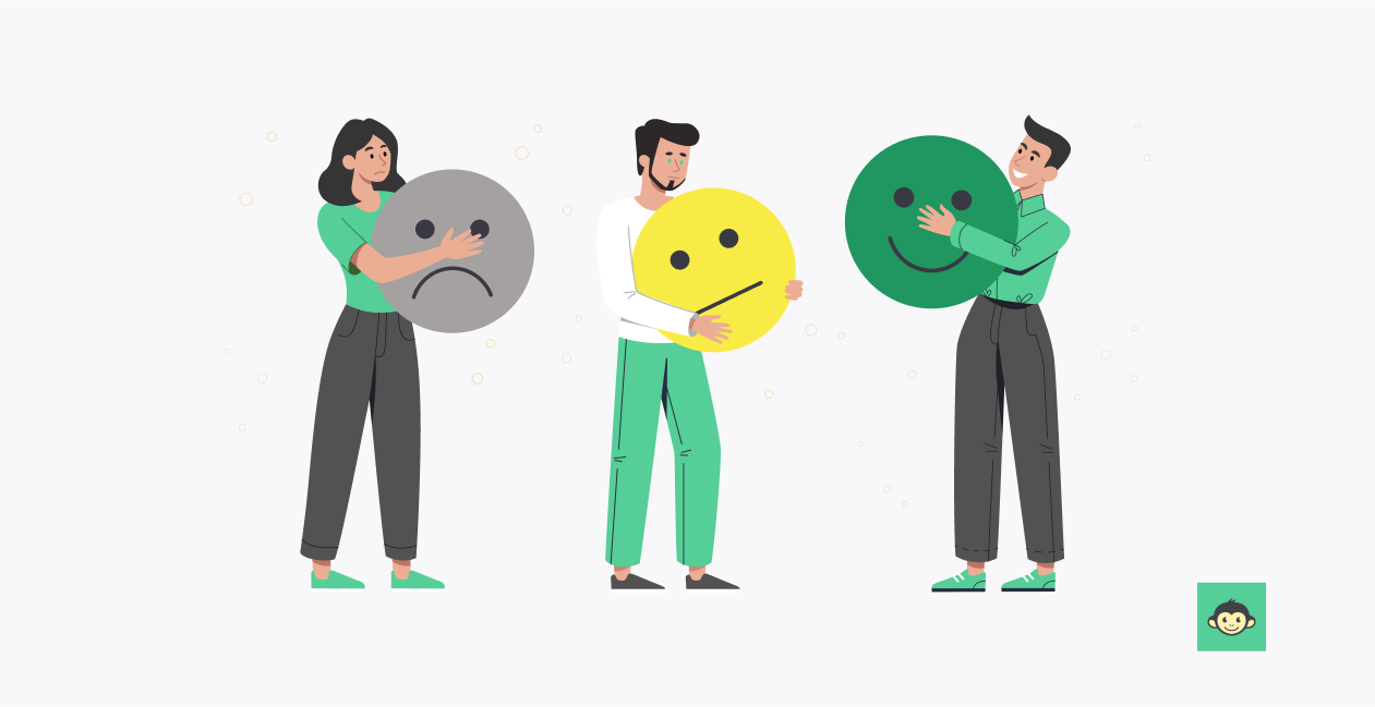 Employees holding different emotions
