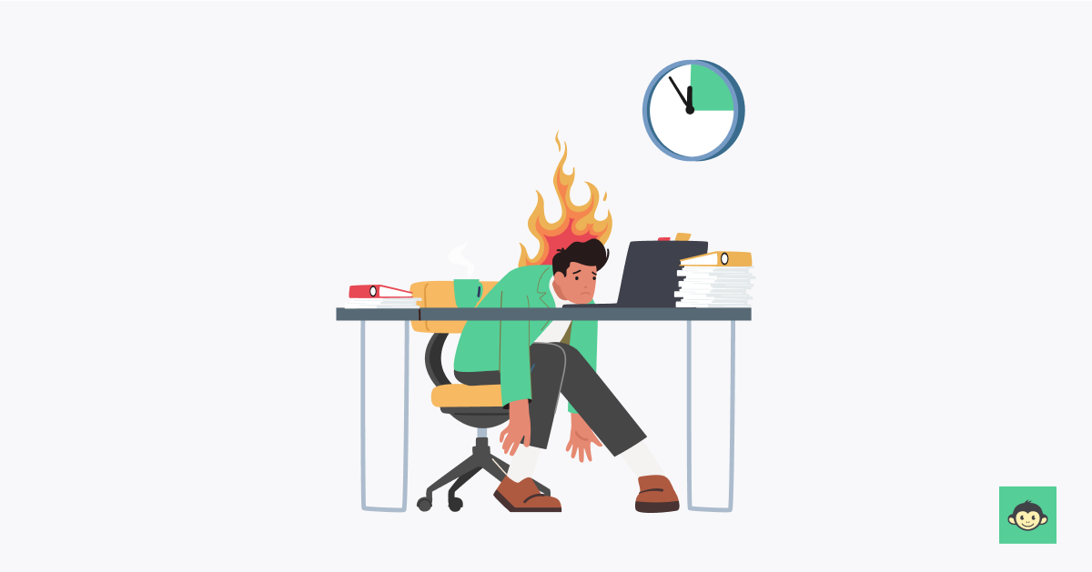 Employee feeling burnt out in the workplace