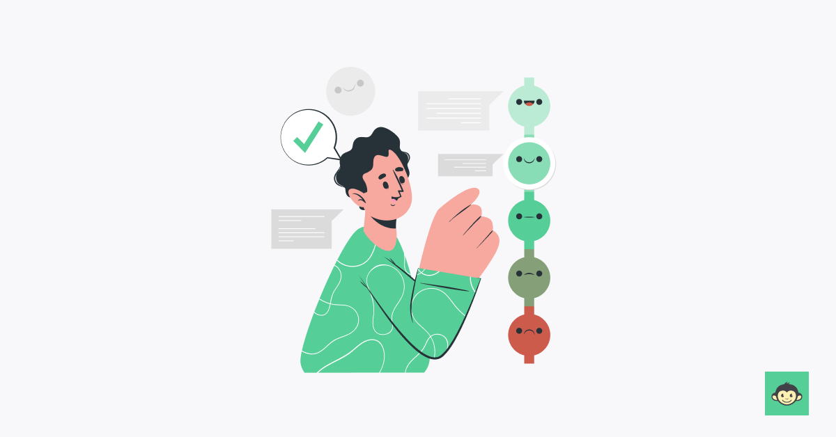 Employee providing feedback with emojis