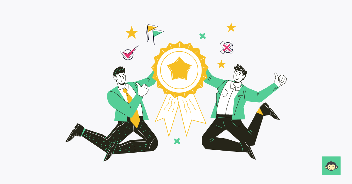 Employer awarding employee with a star badge