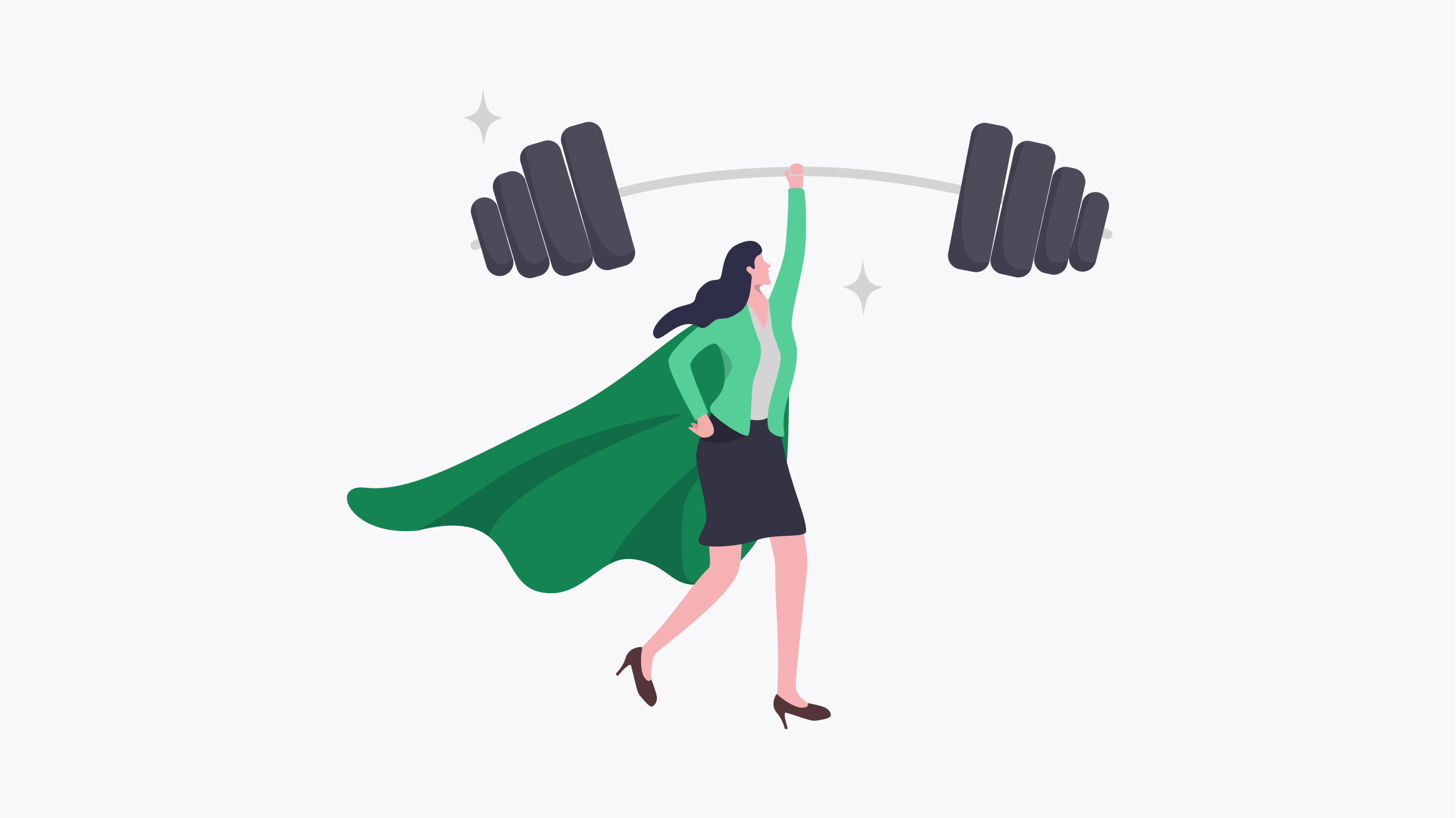Manager lifting weights with a cape