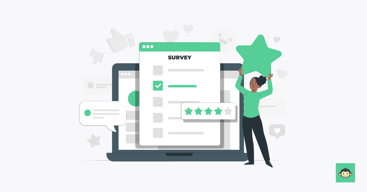 Employee answering a survey with star rating