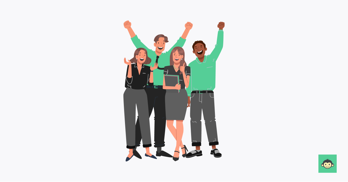 Employees are cheering in the workplace 