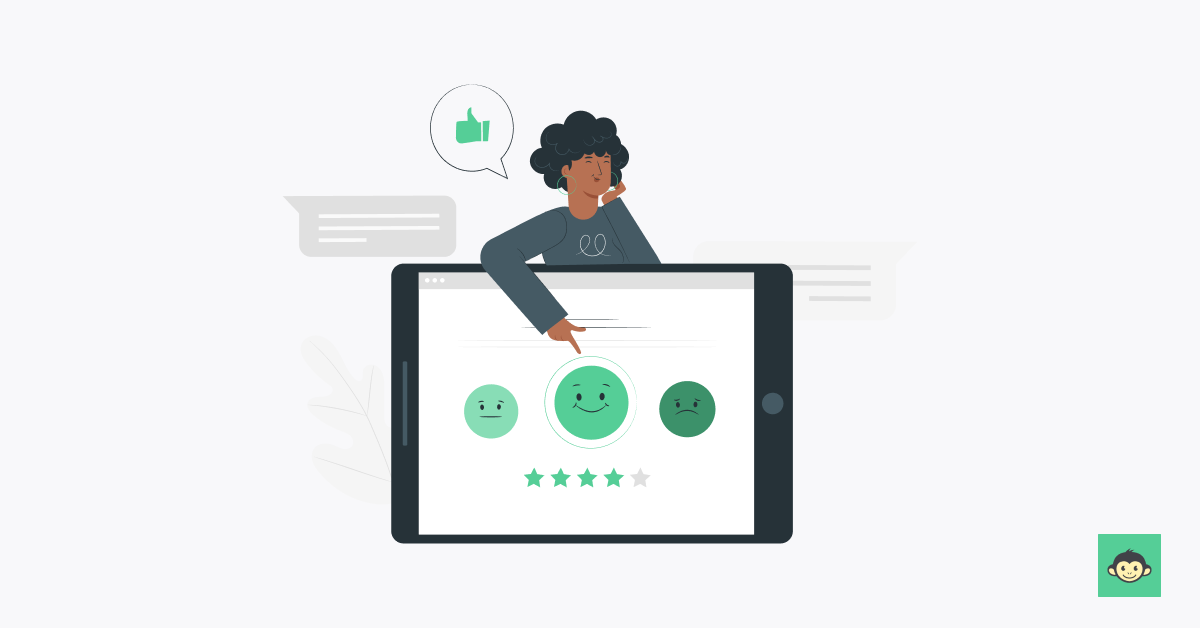 Employee providing feedback in emoji rating