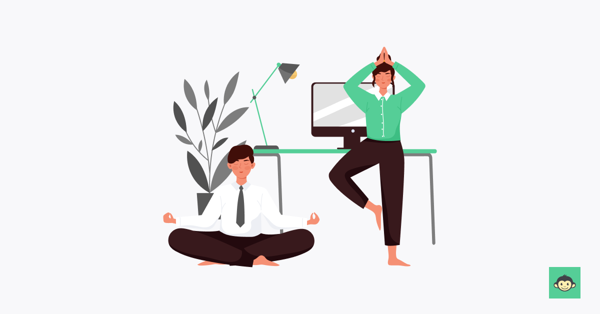 Employees are meditating in the workplace