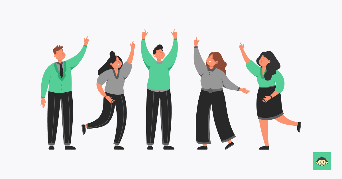 Employees are cheering and happy