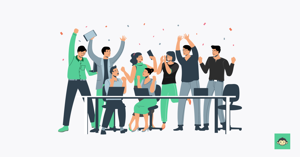 Employees are cheering in the workplace