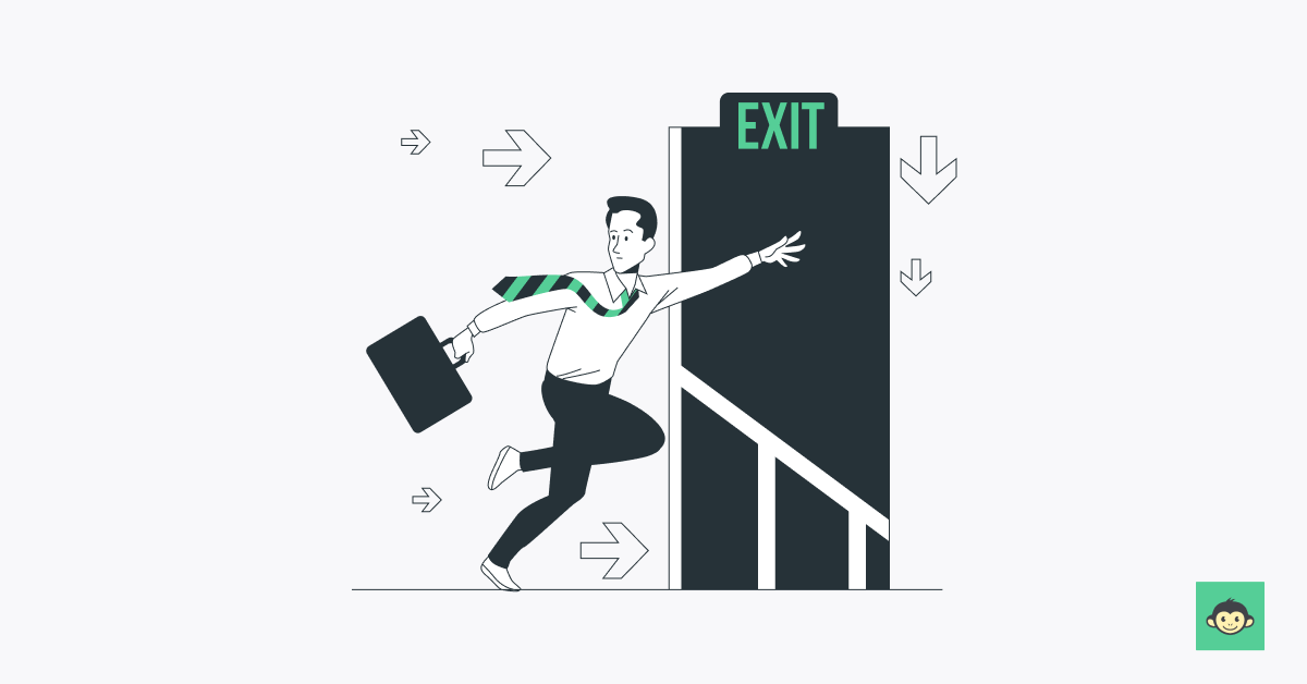 Employee running towards the exit