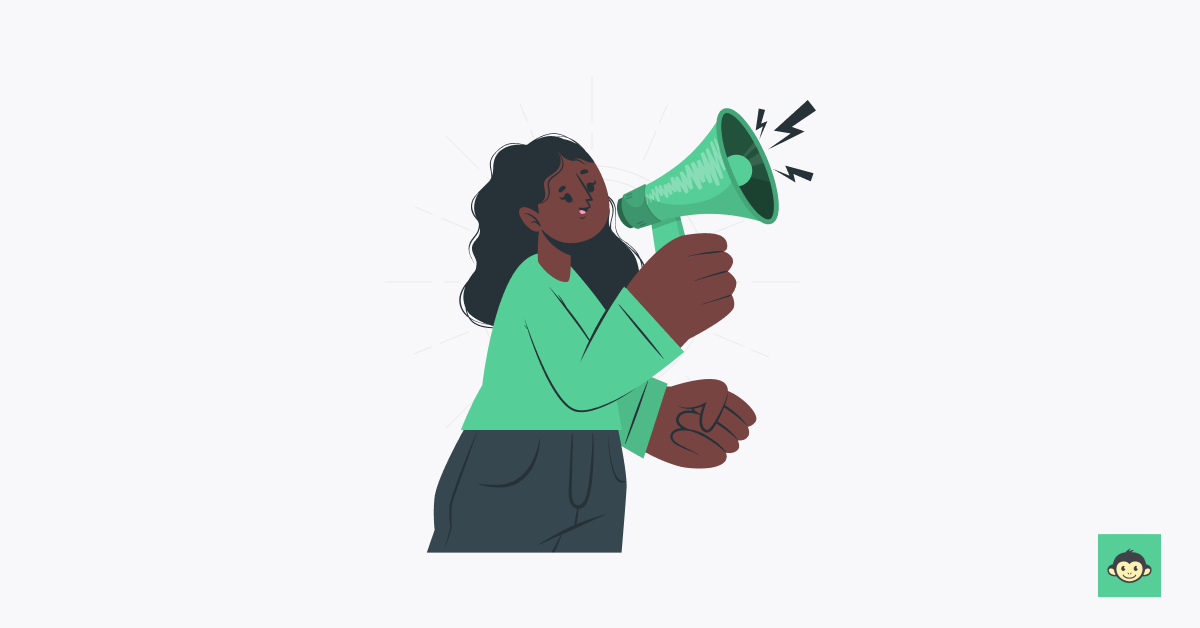 Employee holding a megaphone 