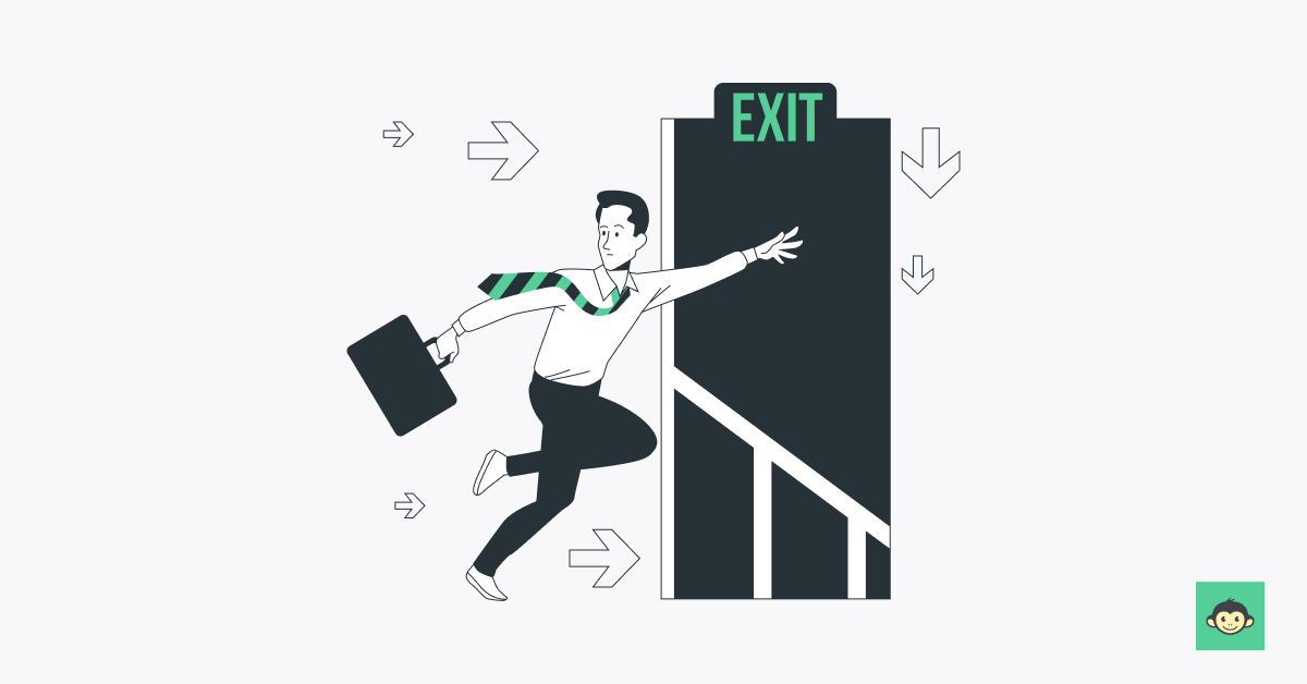 Employee running towards the exit