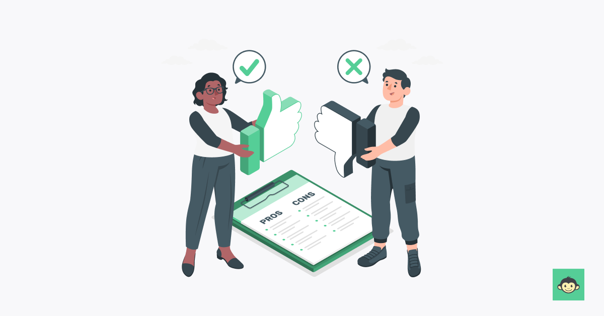 Employees holding thumbs up and down symbol