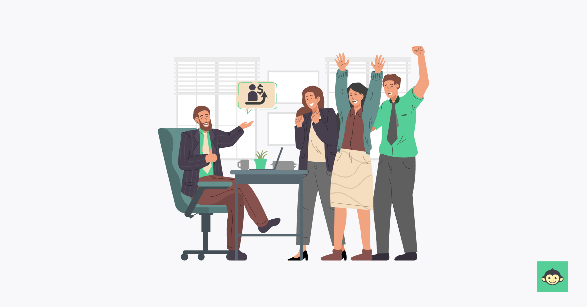 Employees are happy and cheering in the workplace