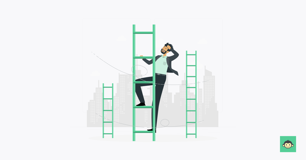 Employer climbing up on a ladder