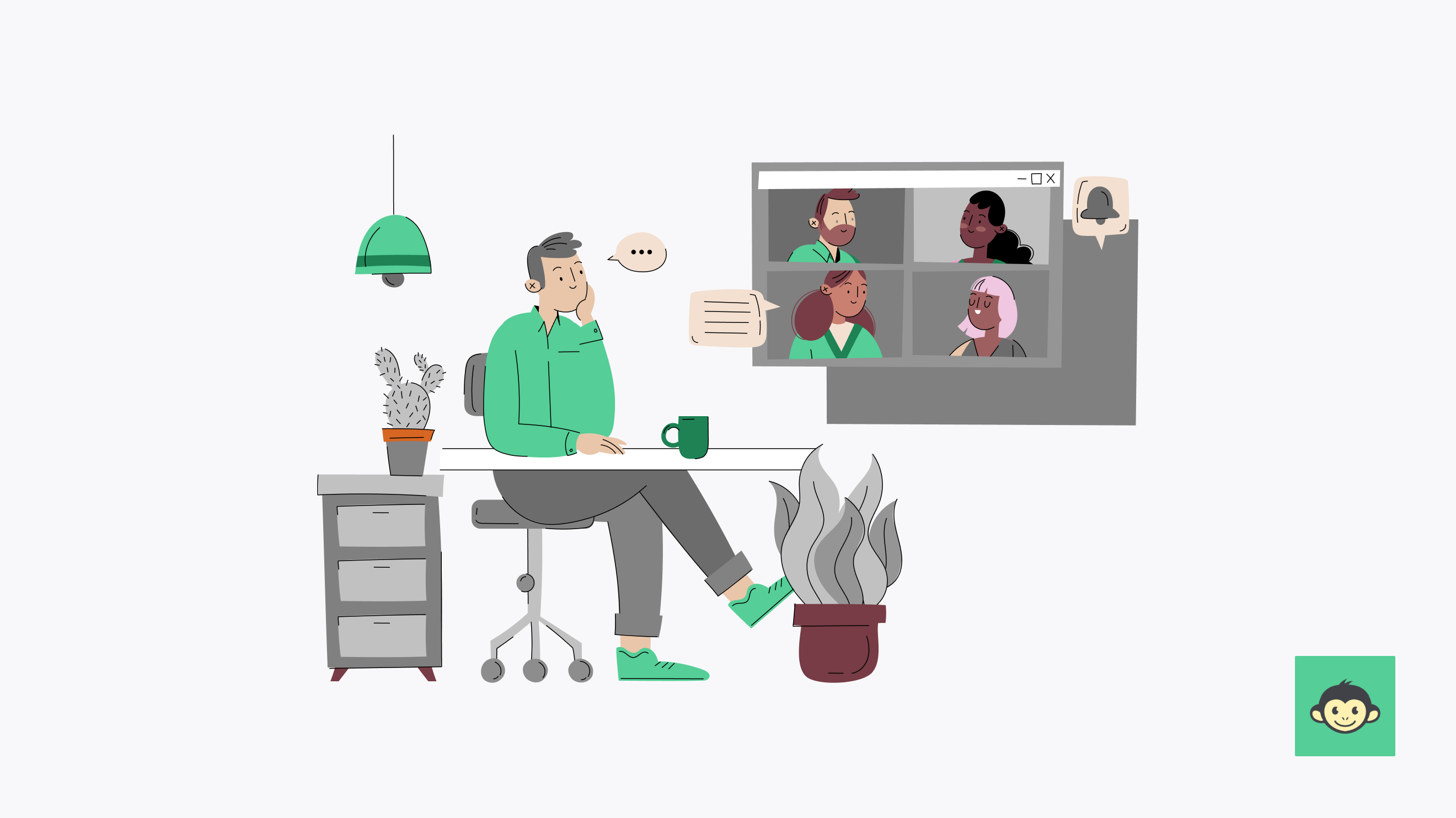 Employee attending a virtual meeting