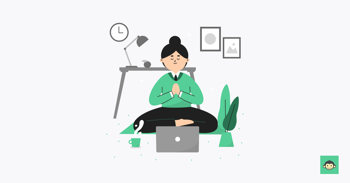 Worker practicing yoga to manage stress