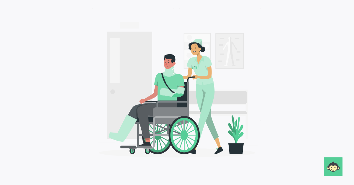 A nurse pushing a patient in wheelchair