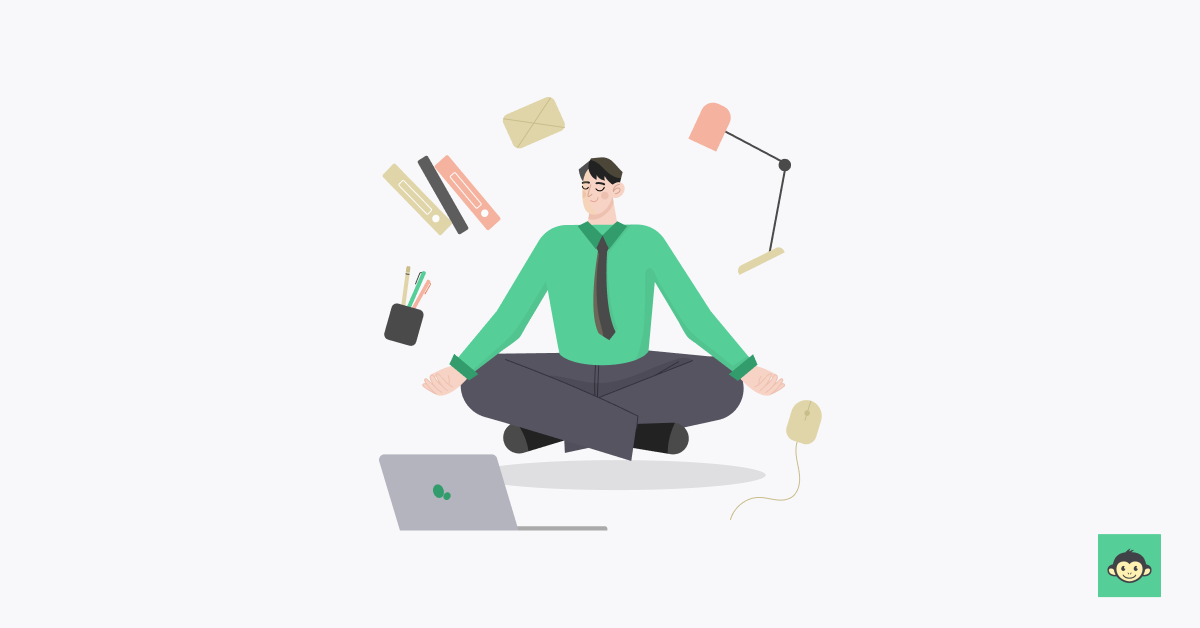 Employee meditating in the workplace
