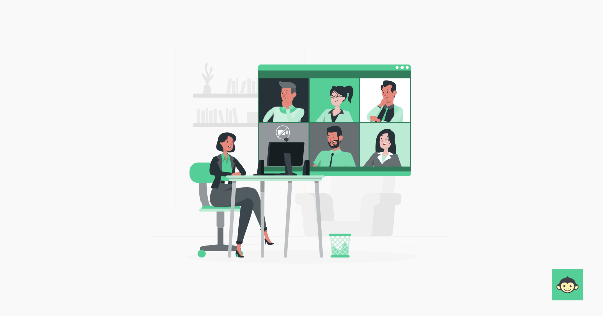 Employees in a virtual meeting