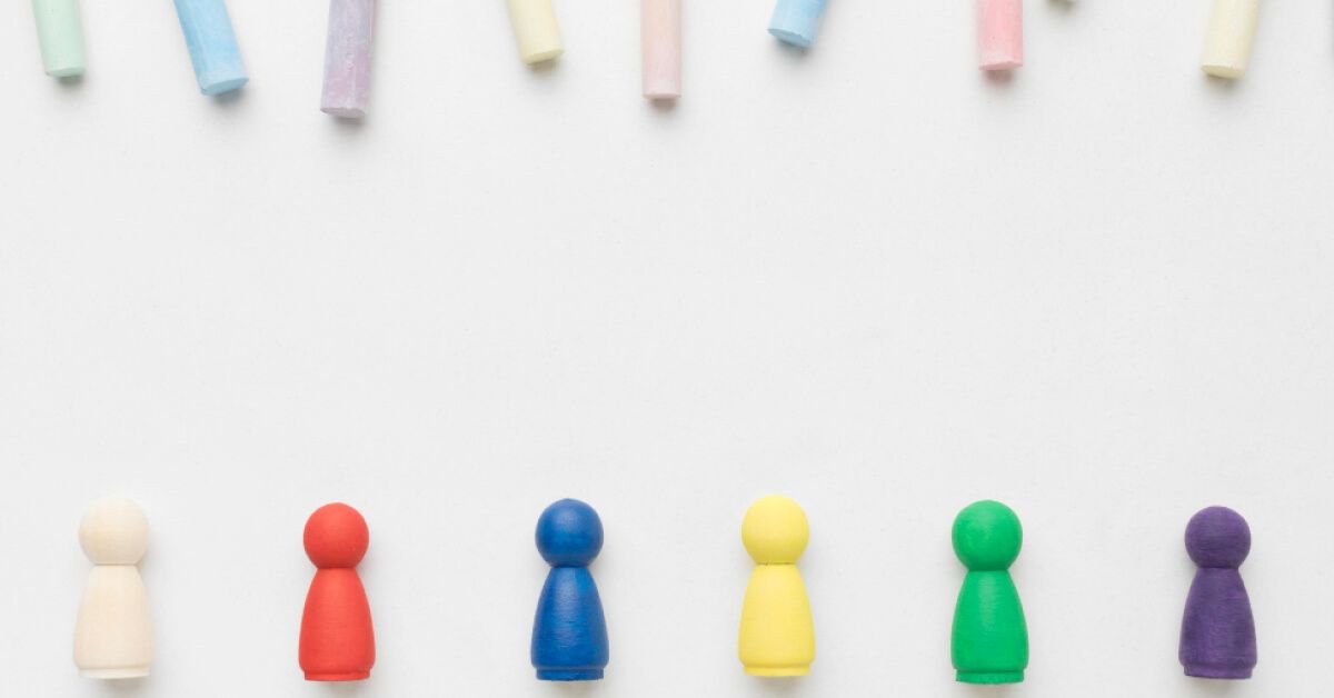 A set of colourful pawns