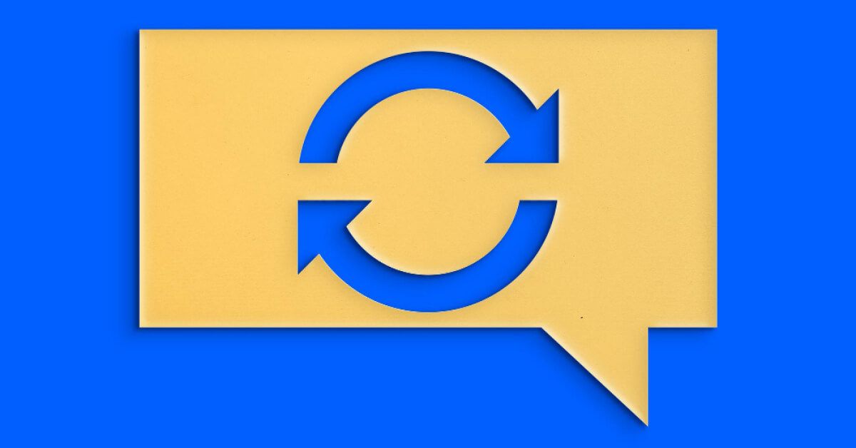A yellow dialogue box with a looping arrow