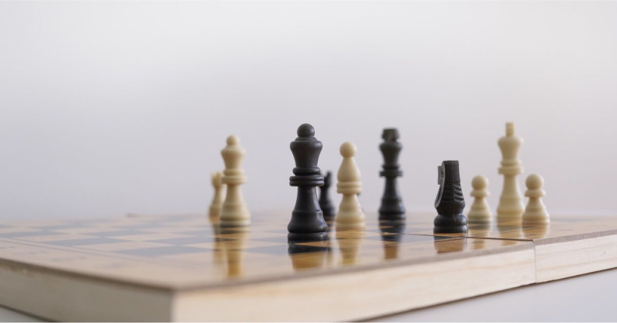 A chess set with few chess pawns
