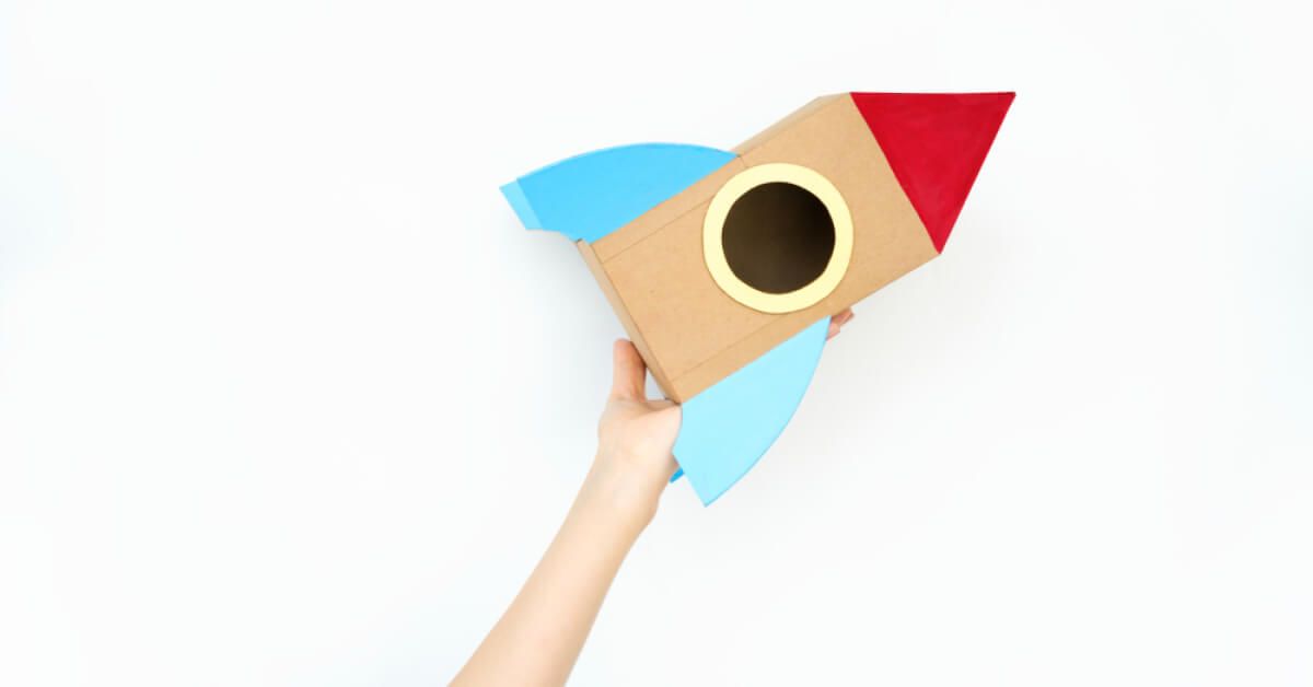 A rocket made of cardboard