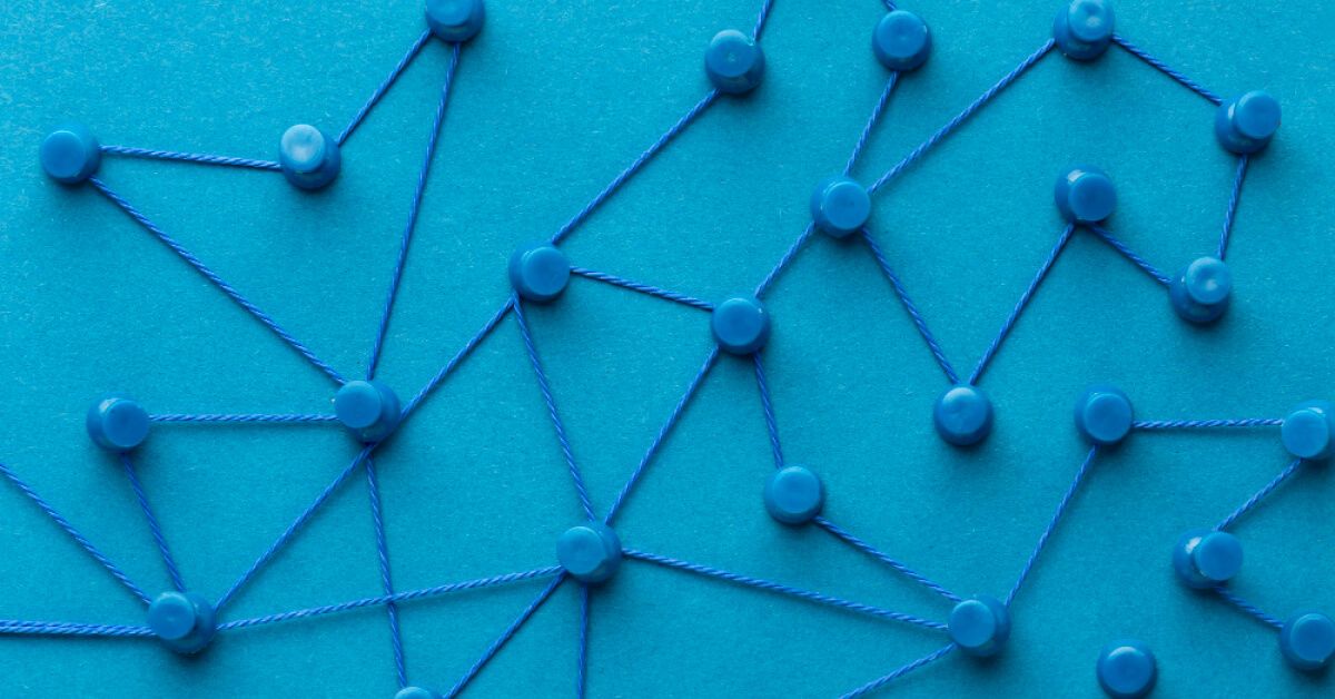 Interconnected blue pins