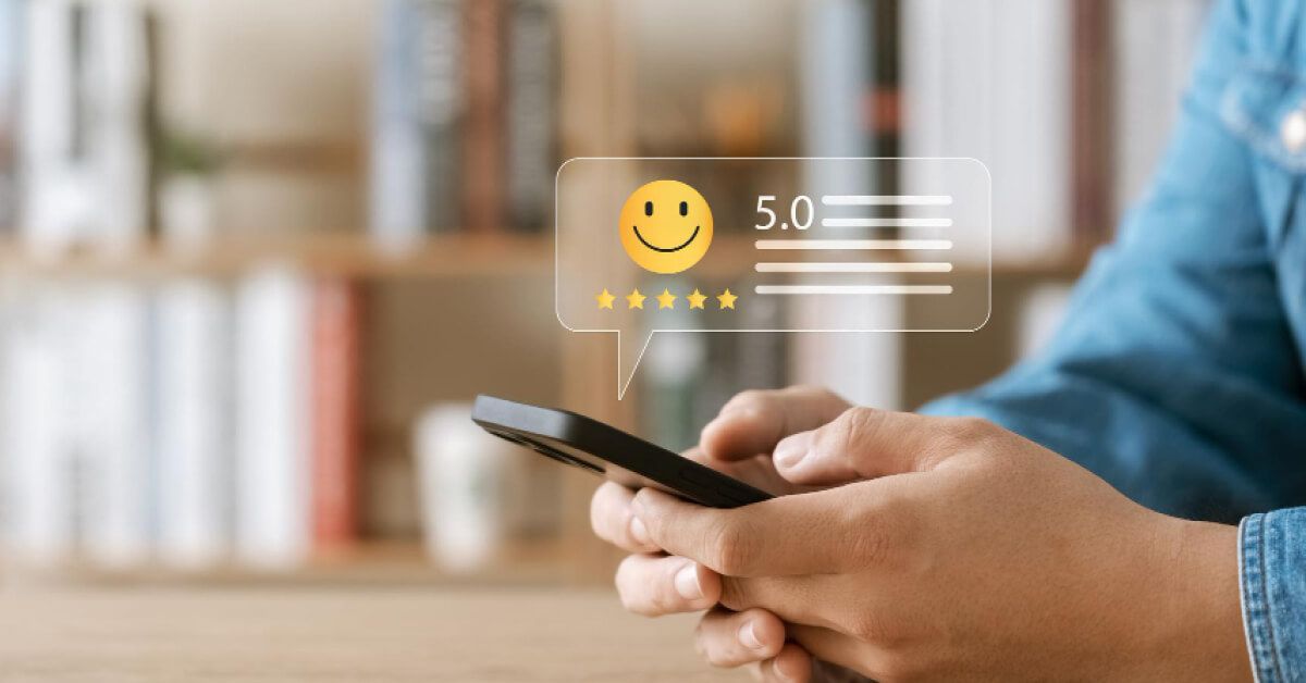 Employee giving survey review on the phone