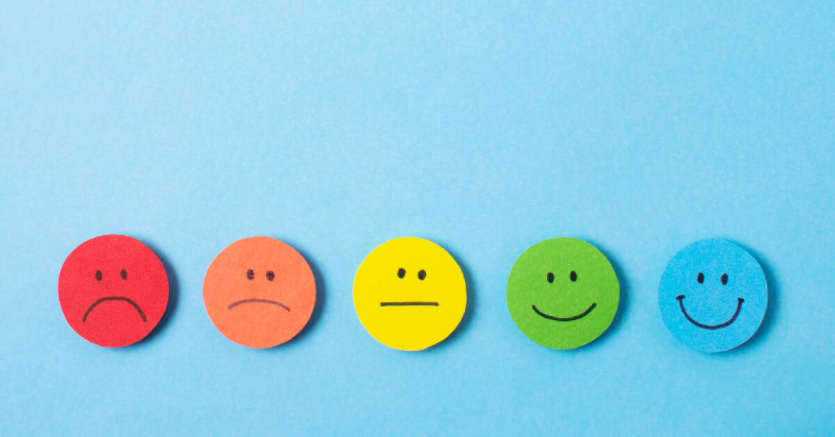 Range of colour coded emoticons in a row