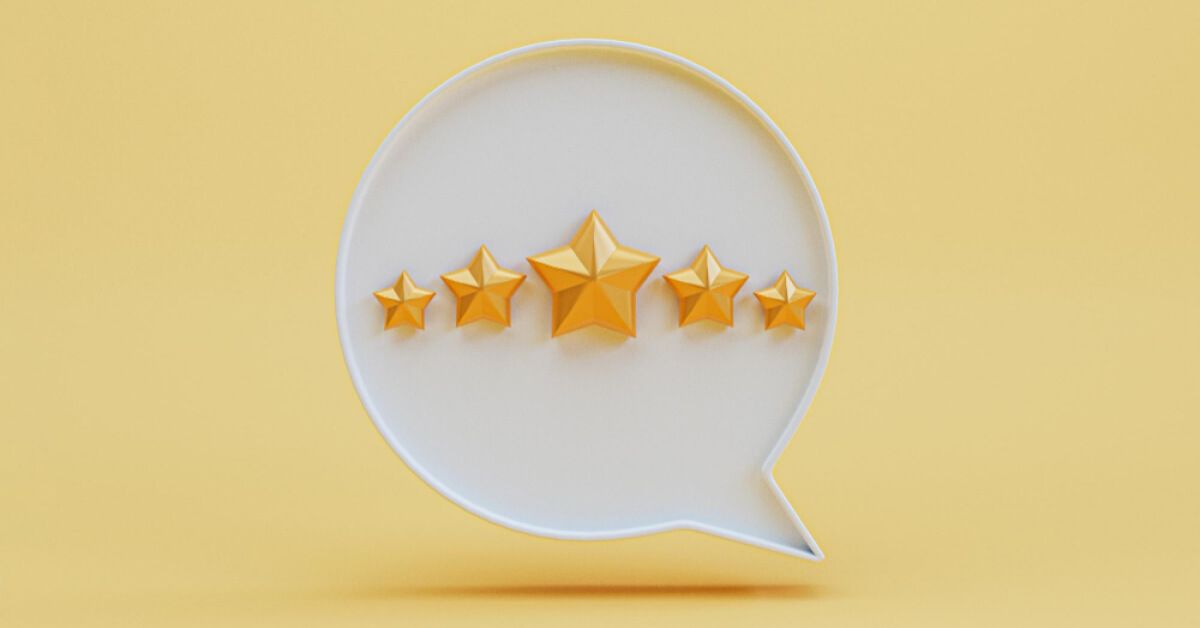 Vector speech box with 5 stars inside it