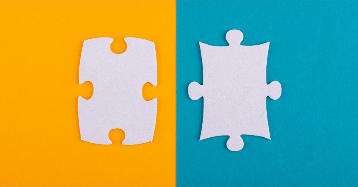 Differently shaped puzzle pieces against different backdrops