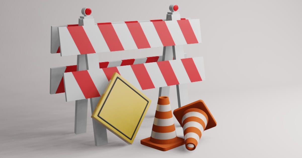 Roadblock barricade with traffic cones