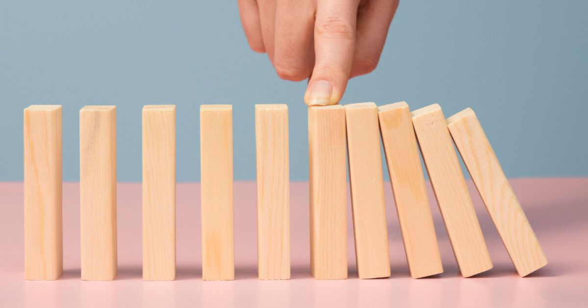 A man playing jenga
