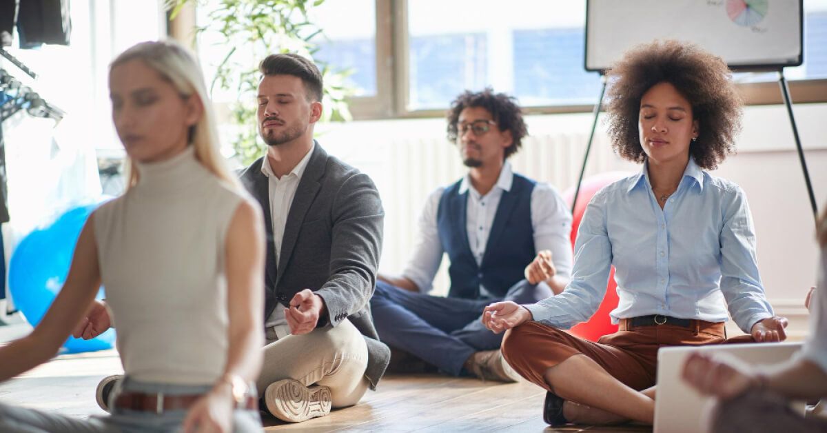 employees doing yoga