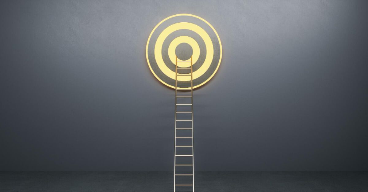 yellow target with ladder