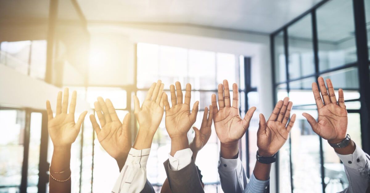 People raising hands