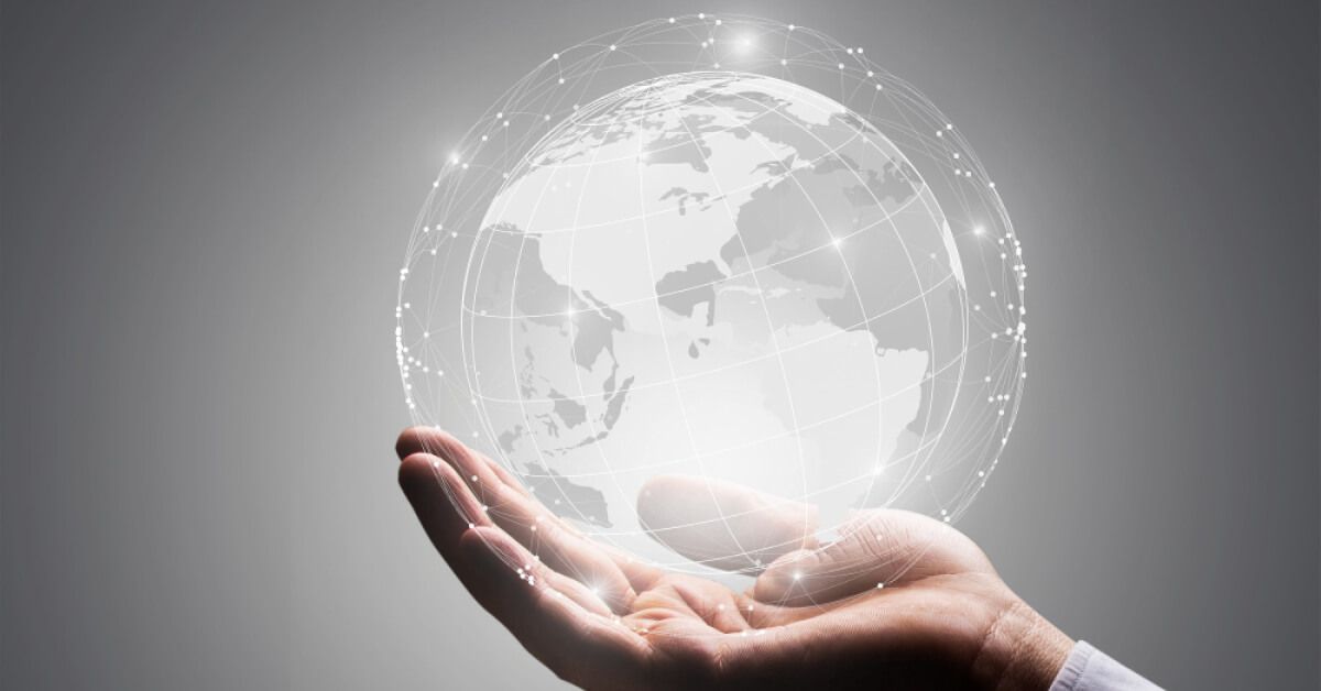 A man holding the digital space of Earth
